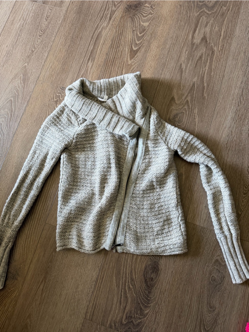 Athleta Cream Knit Zip-Up Sweater